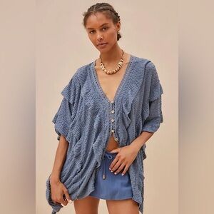 Free People Beach Flora Tunic, Flint Stone/Dusty Blue, NWT, Oversized, Size M/L